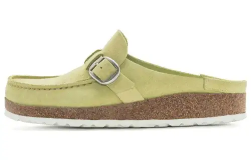 Birkenstock Buckley Suede Closed Toe Slippers Women's Yellow Green Regular