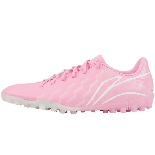 Li Ning TF Turf Artificial Turf Synthetic Leather Slip Resistant Abrasion Resistant Soccer Shoes Men's Pink White
