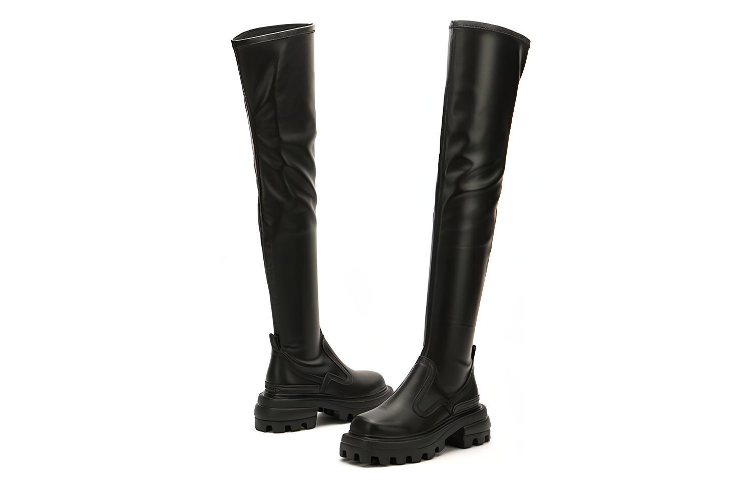 DAPHNE LAB Candy Series Knee High Over The Knee Boots Women's Black