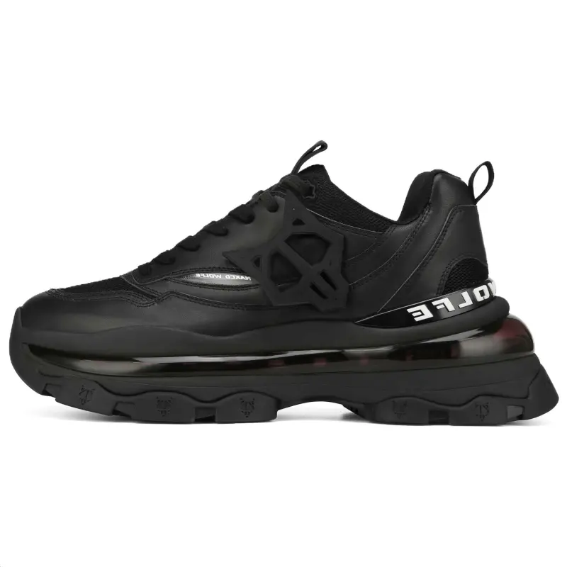 Naked Wolfe Spring Leather Low top Sports Casual Shoes Men's Black