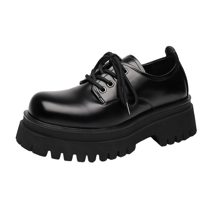 V05 Microfiber Leather Derby Shoes Thick Sole Workwear British Men's Casual Men's Black