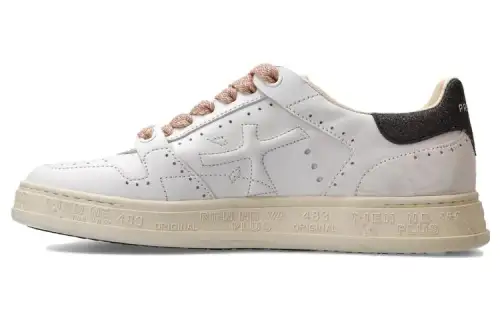 PREMIATA Quinnd Cow Leather Low top Skateboard Shoes Women's White Pink