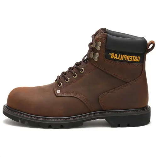 CAT Leather Short Outdoor Boots Men's Dark Brown