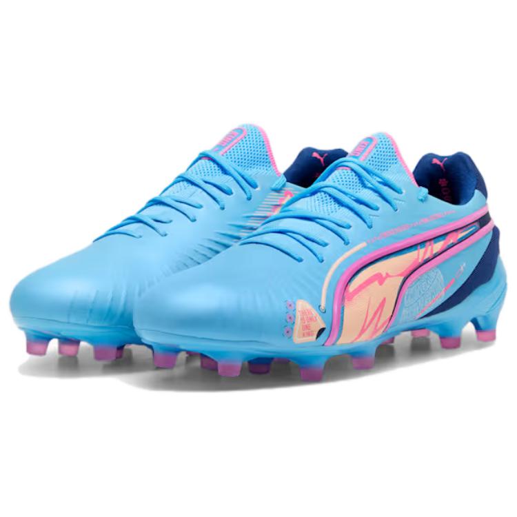 PUMA King Ultimate FG Firm Ground Artificial Turf Abrasion Resistant Soccer Shoes Men’s Blue Pink