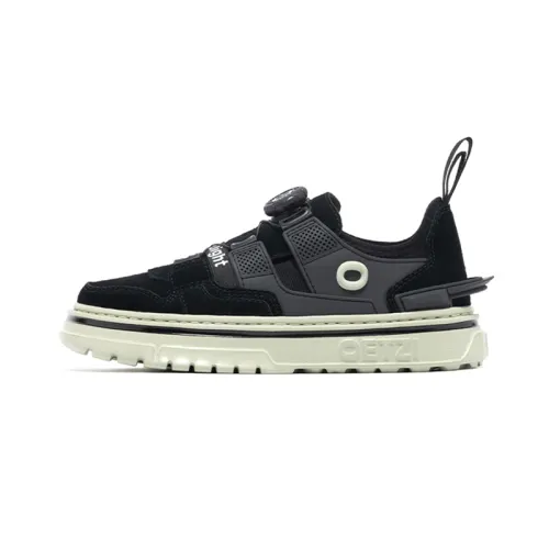 OETZI Cow Split Leather Stylish Skateboarding Shoes Men's Black