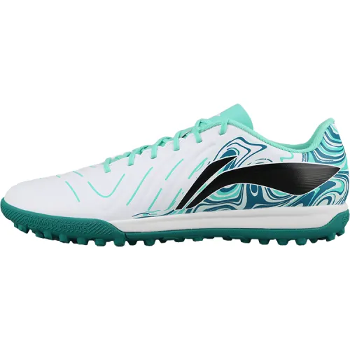 Li Ning Brocade TF Turf Artificial Turf Cushioning Slip Resistant Abrasion Resistant Soccer Shoes Men's White Green