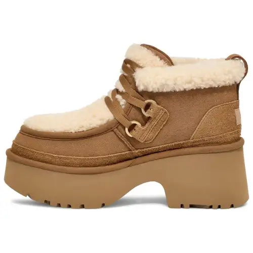 UGG Cow Split Leather Ankle Boots Women's Chestnut