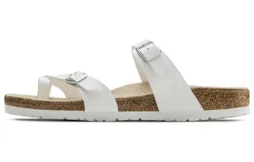 Birkenstock Leather Fashion Trend Slide Slippers Unisex White Regular