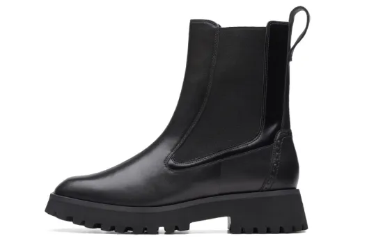 Clarks Short Chelsea Boots Women's Black