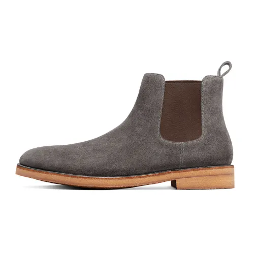 THOM WILLS Cow suede British casual versatile suede autumn and winter Chelsea boots men's dark gray