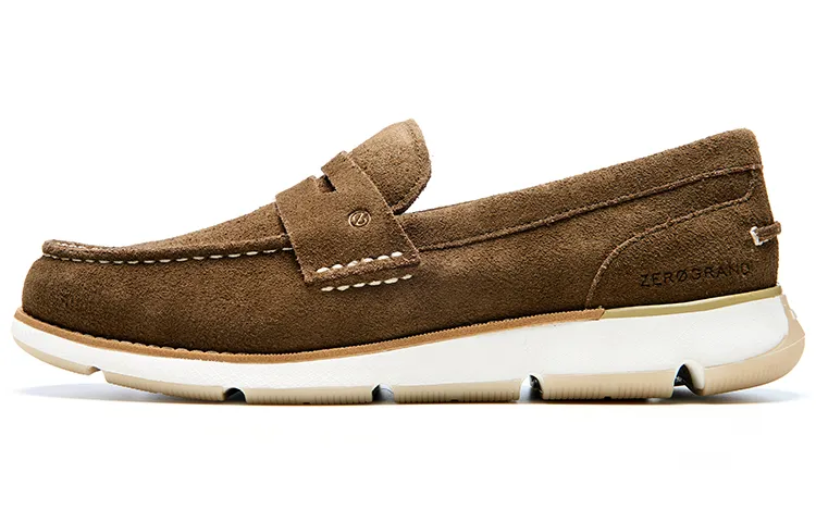 COLE HAAN Top Grain Cow Leather Loafers Men's Light Coffee