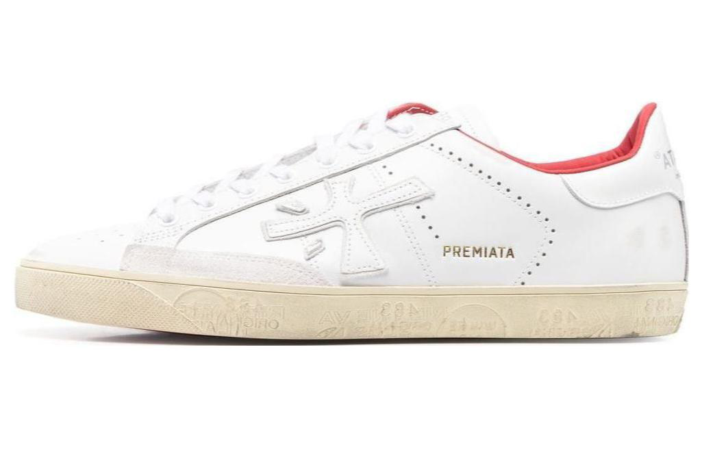 PREMIATA Calfskin Low top Skateboard Shoes Men's White Red