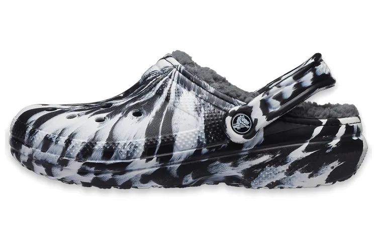 Crocs Classic Lined Clog Outdoor Sandals 'Marbled White Black' Women's