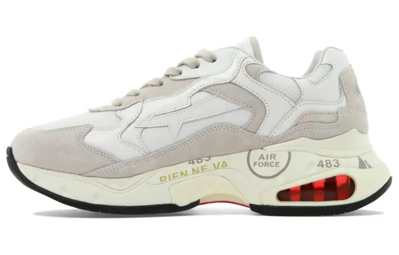 PREMIATA Leather Abrasion Resistant Low top Casual Shoes Women's White Gray