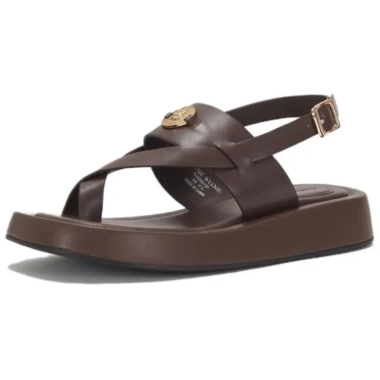 Teenie Weenie Cow Leather Comfortable One Strap Sandals 3cm Women's Brown