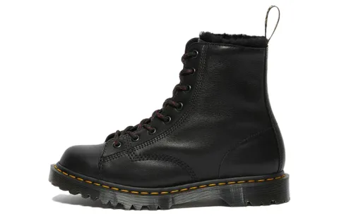 Dr. Martens Barton Shearling Lined Leather Ankle Boots 'Black' Women's