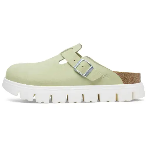 Birkenstock Boston Chunky Suede Faded Lime Narrow Women's
