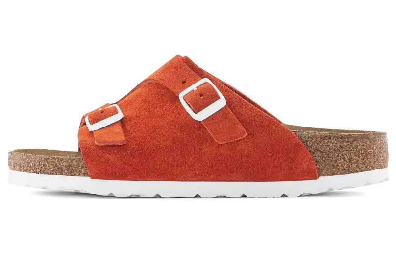 Birkenstock Suede Slide Slippers Unisex Tomato Red Regular