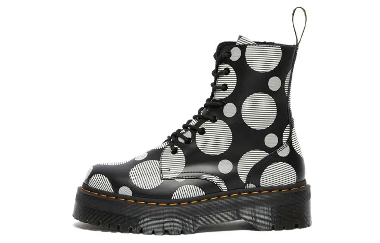 Dr. Martens Jadon Polka Dot Smooth Leather Platform Boots 'Black' Women's