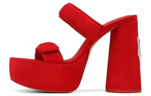 Naked Wolfe Diamond Suede One Strap Sandals Women's Red