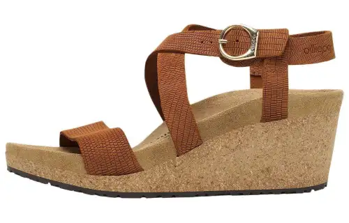 Birkenstock Leather Minimalist Fashion One Strap Sandals 4cm Women's Orange Narrow