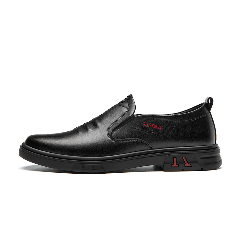 CARTELO Cow Split Leather Men's Casual Shoes Men's Black