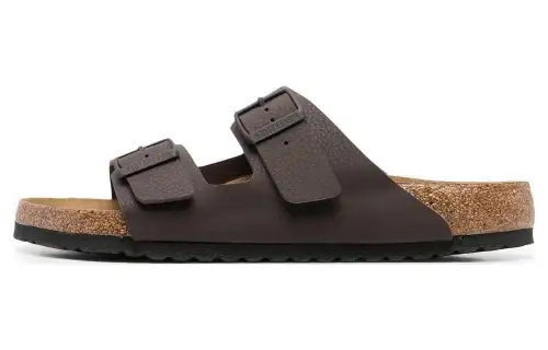 Birkenstock Leather Slide Slippers Men's Chocolate