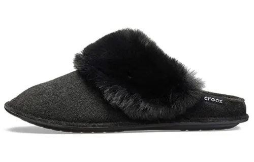 Crocs Mule Fur Slippers 'Black' Women's