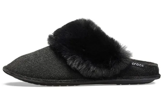 Crocs Mule Fur Slippers 'Black' Women's