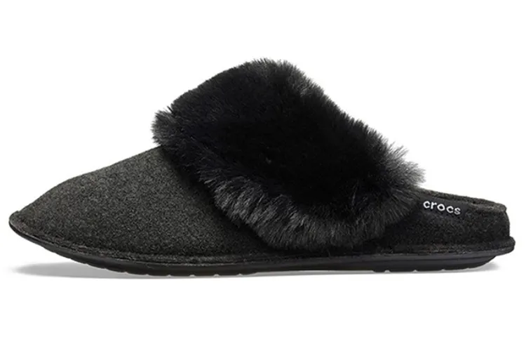 Crocs Mule Fur Slippers 'Black' Women's