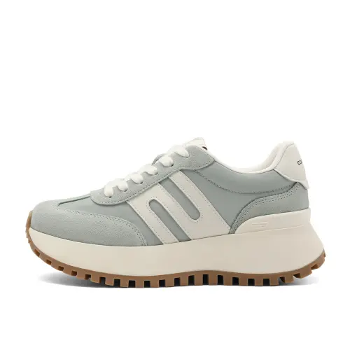 BELLE synthetic leather round-toe lace-up thick-soled sneakers, runway forrest shoes, wear-resistant, lightweight, breathable, non-slip, low-top lifestyle shoes, women's style