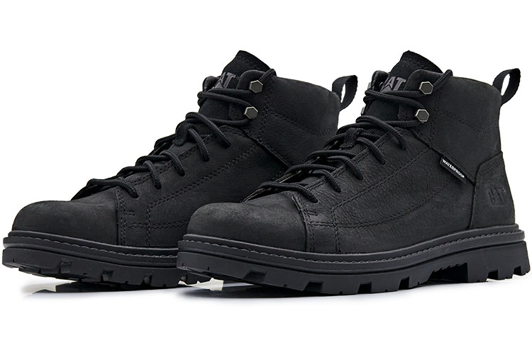 CAT Cow Leather Abrasion Resistant Slip Resistant Ankle Length Outdoor Boots Men's Black