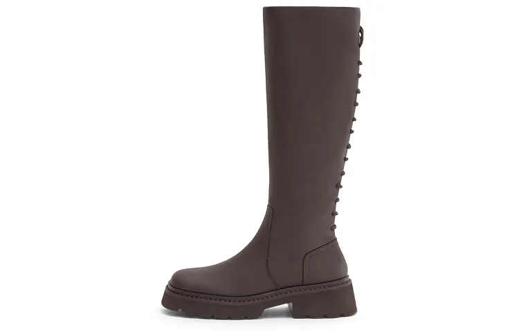 CHARLES&KEITH Pu Knight Slim Knee High Boots Women's Dark Brown