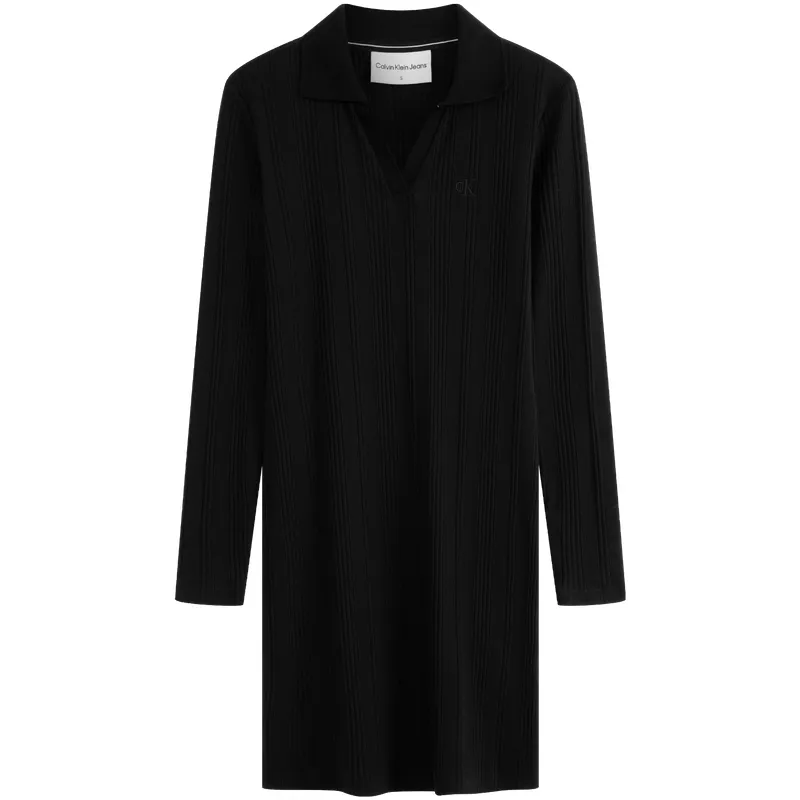 Calvin Klein Long-Sleeved Dresses Women's BEH-Space Black V-neck Moderate