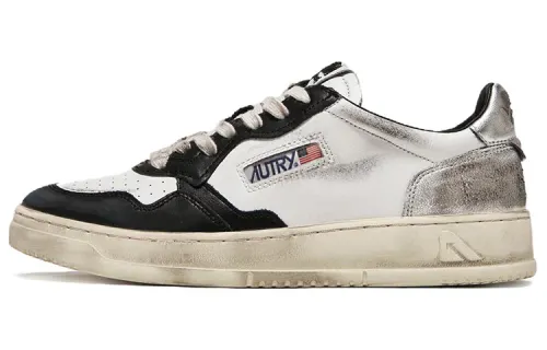 AUTRY Medalist Leather Low Super Vintage White Black Silver Women's