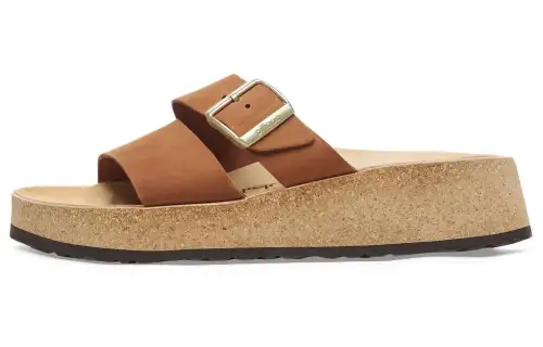 Birkenstock Leather Slide Slippers Women's Brown Narrow