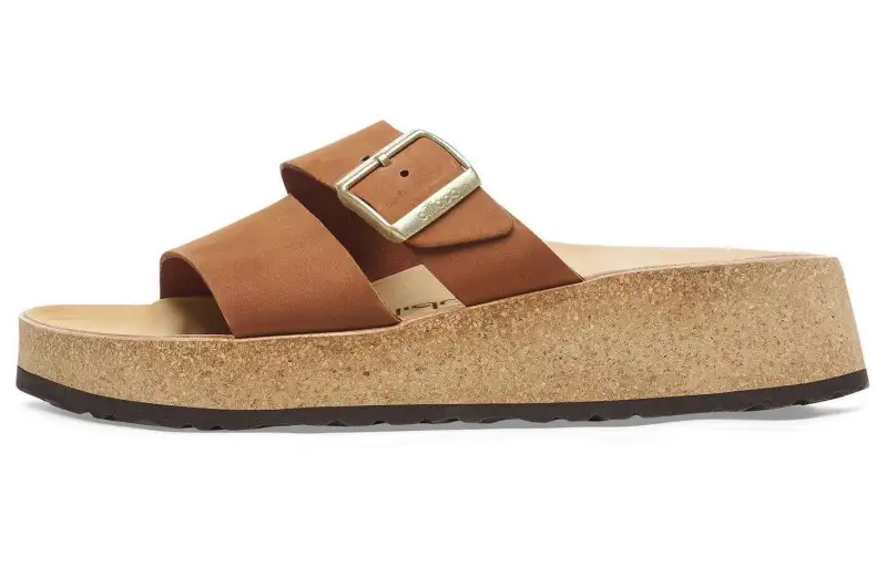 Birkenstock Leather Slide Slippers Women's Brown Narrow