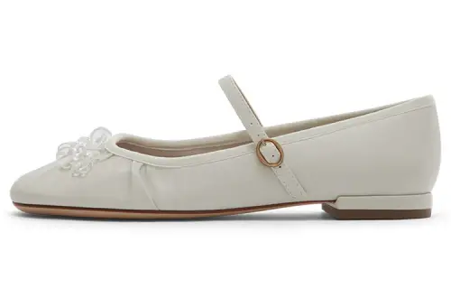 CHARLES&KEITH PU, Textile Fashion Mary Jane Shoes Women's