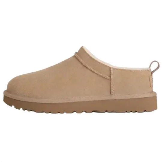 UGG Classic Micro Suede Thermal Fleece Lined, Slip on Comfortable Snow Boots Women's Sand