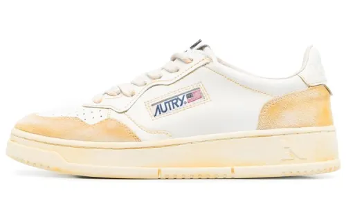 AUTRY Cow Leather Stylish Skateboarding Shoes Men's White Yellow
