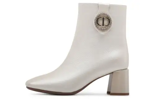Chrisdien Deny Cow Leather Ankle Boots 6CM Women's White