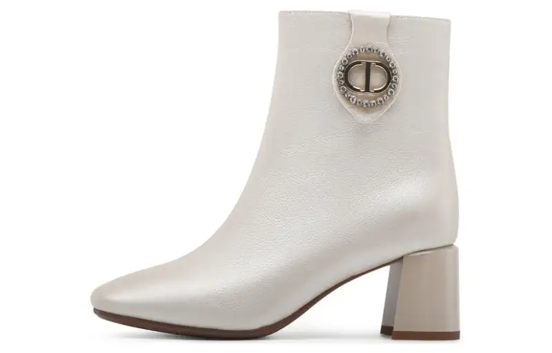 Chrisdien Deny Cow Leather Ankle Boots 6CM Women's White
