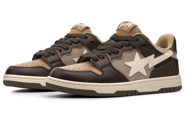 Мужские кеды A BATHING APE SK8 STA (коричневые) — фото 3