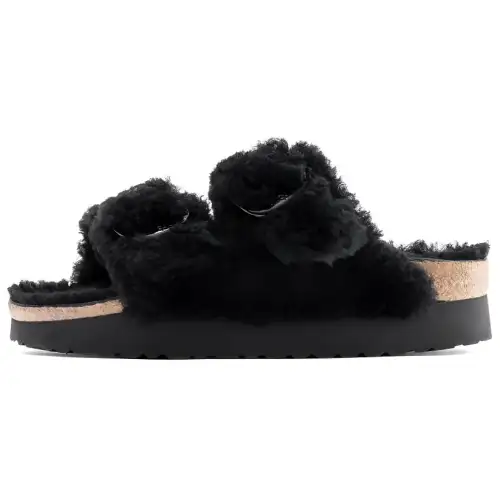 Birkenstock Arizona Big Buckle Shearling Abrasion Resistant Abrasion Resistant Slide Slippers Women's Black