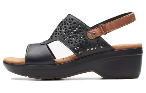 Clarks Leather One Strap Sandals 5.5cm Women's Black