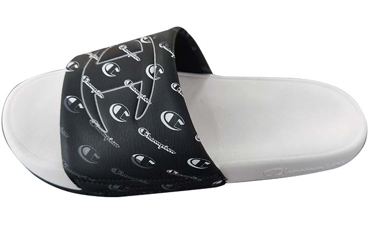 Champion Athletics Collection Synthetic Leather Sports Slippers Men's Black White