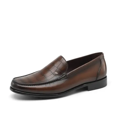 Chrisdien Deny Leather Fashion Trend Dress Shoes Men's Brown