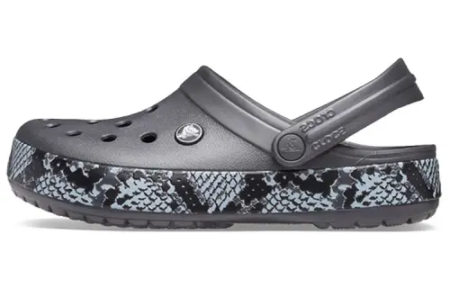 Crocs Snake Pattern Graphite Black Sandals Women's
