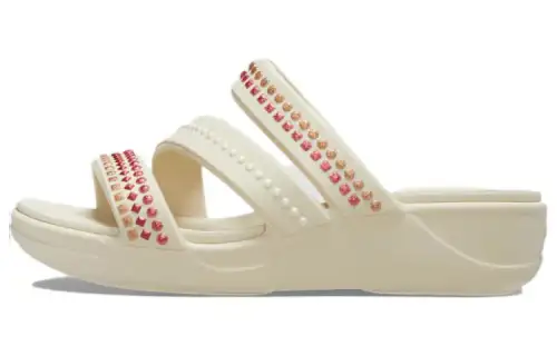 Crocs Boca Gems Srappy Wedge Sandals 'White Red' Women's