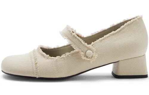 CHARLES&KEITH Fabric Chunky Heel Mary Jane Shoes Women's